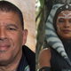 Peter Ramsey during a photocall for Spider-Man: Into the Spider-Verse in London, England, next to an image of Rosario Dawson as Ahsoka Tano in Star Wars: The Book of Boba Fett